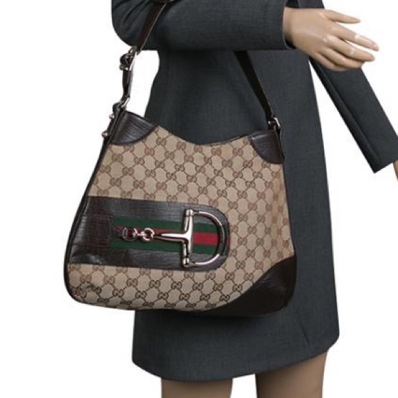 Gucci vintage monogram basket horse bit hobo